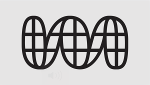 World Poetry logo featuring a horizontal shape evoking a W with black latitude/longitude lines
